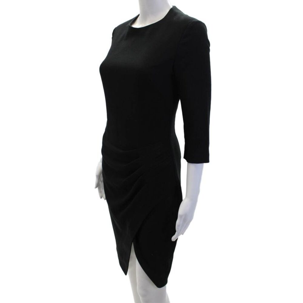 L'Agence Womens Pleated Waist Asymmetric Hem 3/4 Sleeve Dress Black Size 4 - Picture 2 of 7